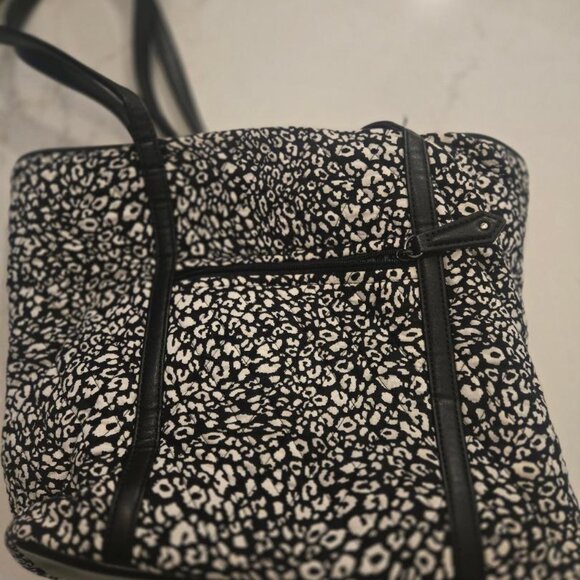 Vera Bradley Black White Camocat Shoulder Bag Tote - Picture 3 of 4